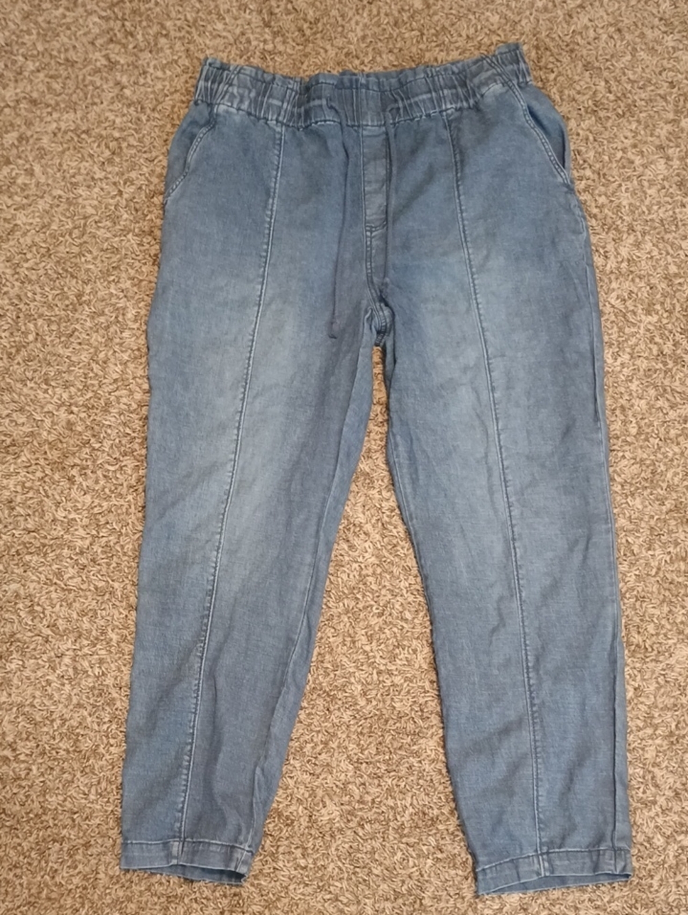 Light Blue Elastic Waist Denim Joggers